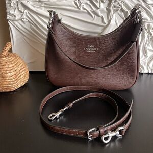 Coach Teri Hobo Bag Shoulder/Crossbody In Leather/Silver/Maple